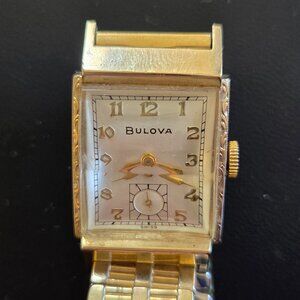 Bulova vintage watch 1950s tank style L1 gold - working